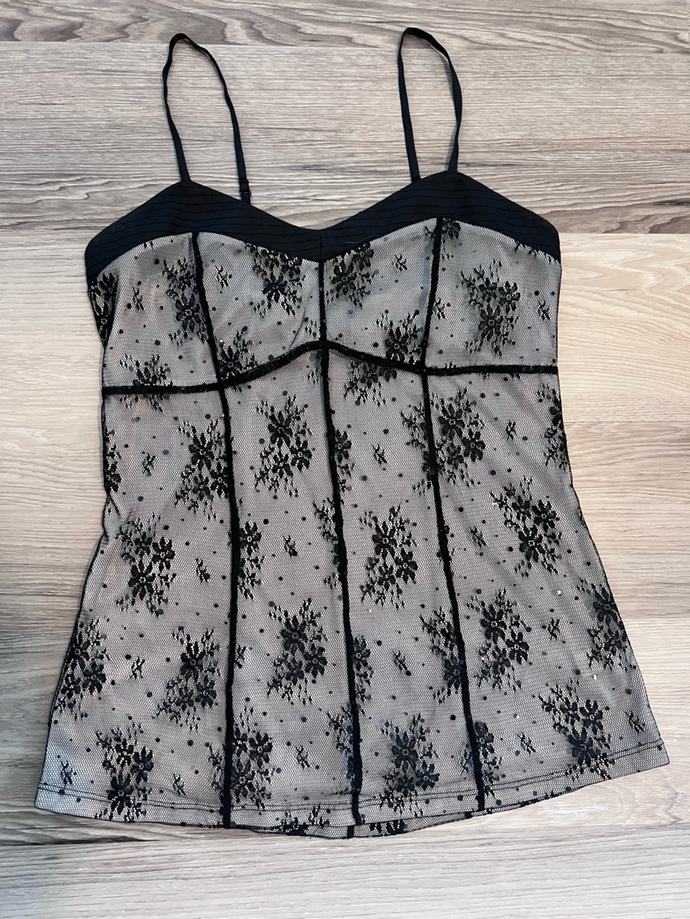 Express Black Floral Lace Spaghetti Strap Cami - Picture 2 of 8